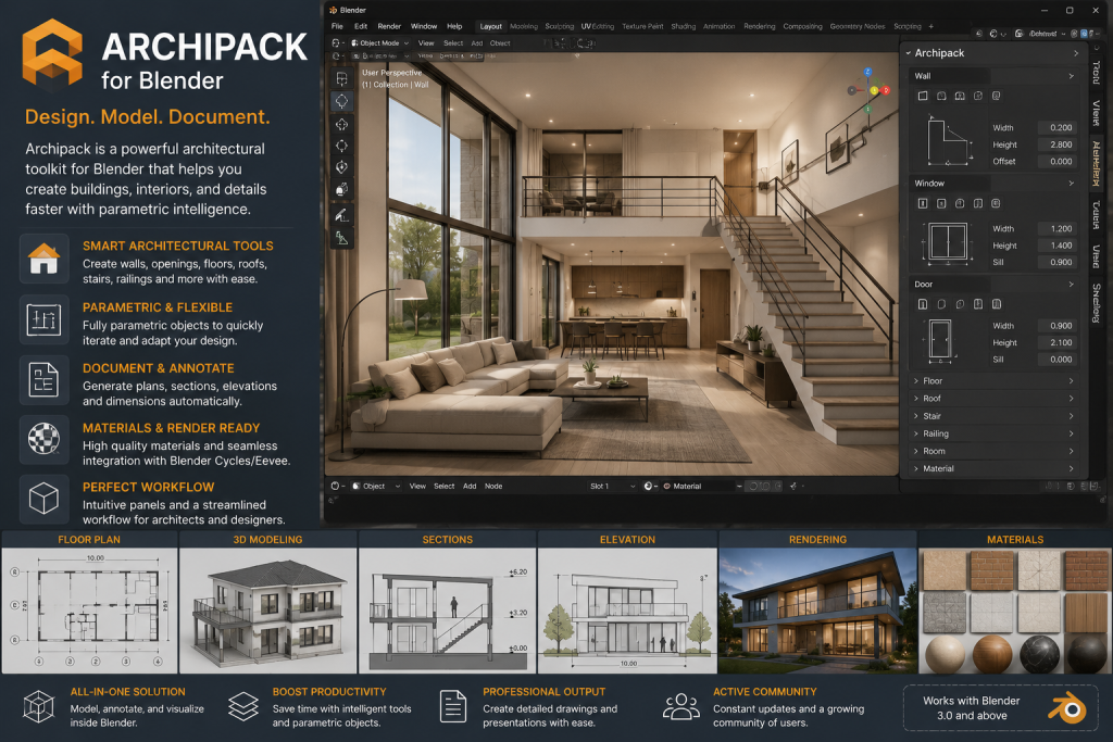 Archipack for Architectural Design Tools and Software 